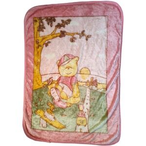 Paradise Soft Baby Blankets Pink‎ Bear Vtg Plush Bunny Cat Tree Baseball Hat EUC